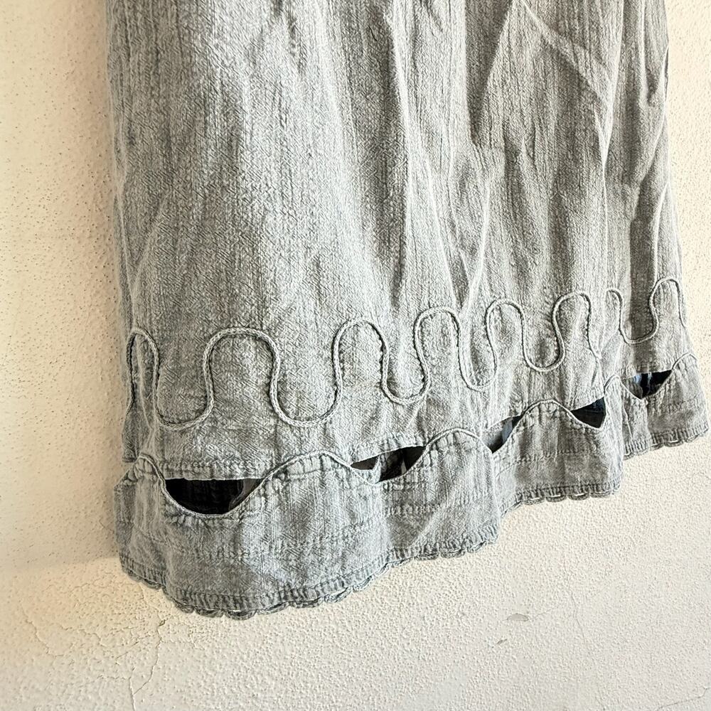 Mini Dress Embroidered Cotton Light Blue‎ Casual Travel Coastal Vacation Size M - Picture 2 of 7